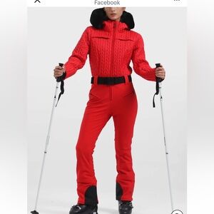 Gsou Women's Red Ski Suit, size S